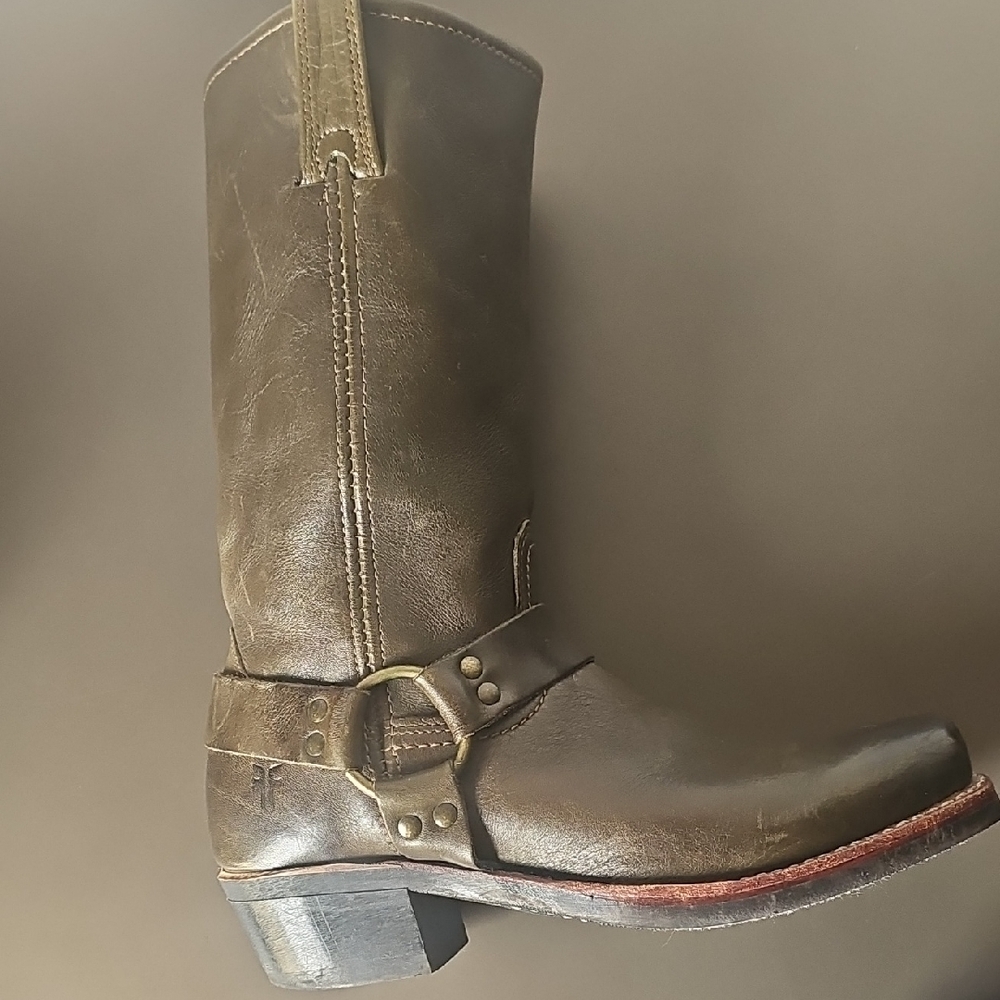 FRYE Harness Olive Green Boots Women's Size 9 Vintage Made In USA 12R - Picture 5 of 12